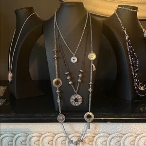 #0042.  Chico’s Silvertone Multi-Layered necklace